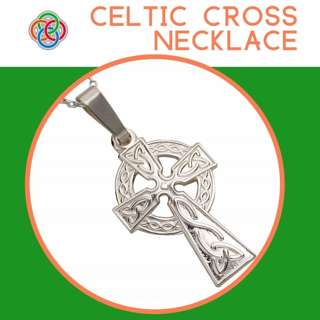 Celtic cross necklace graphic with text