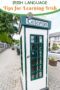Telephone booth with text banner