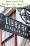 A sign for a library with a text banner