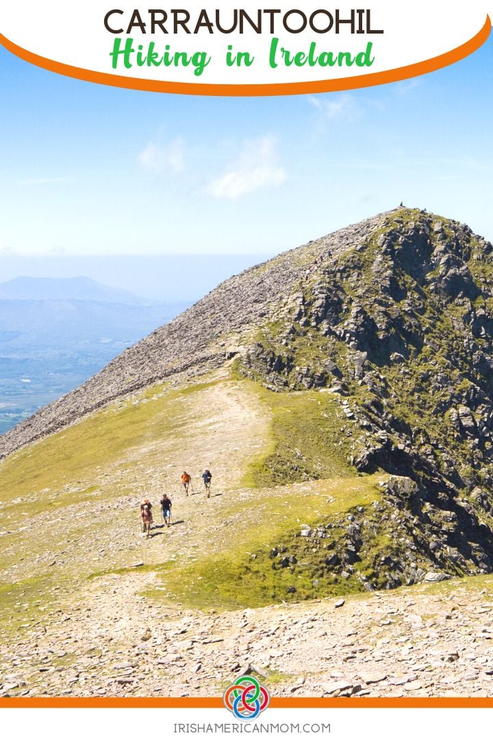 Carrauntoohil Hiking in Ireland | Irish American Mom Mountain trail with text banner