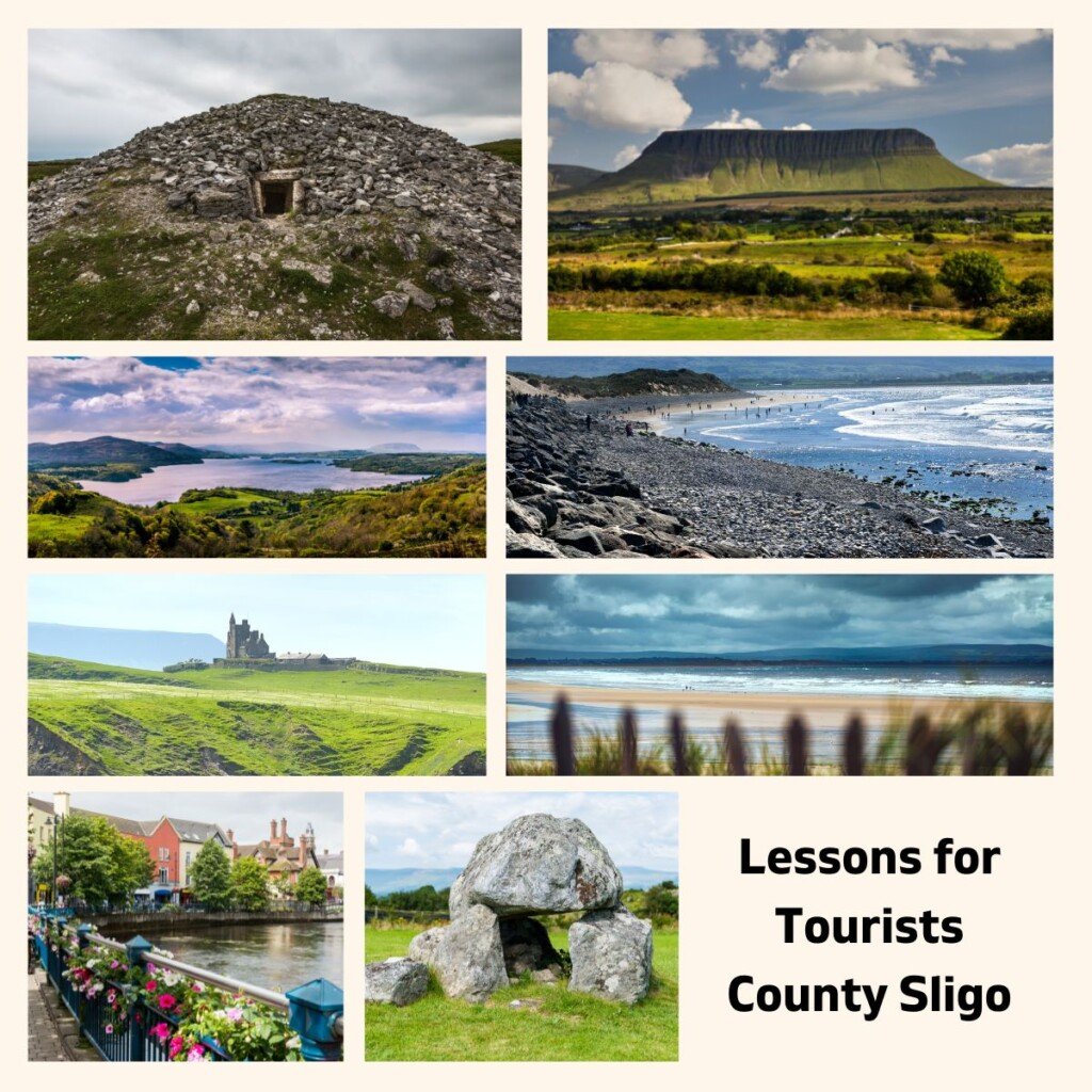 Lessons for Tourists County Sligo | Irish American Mom Landscape collage with text