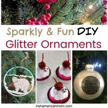Christmas ornament collage with text banner