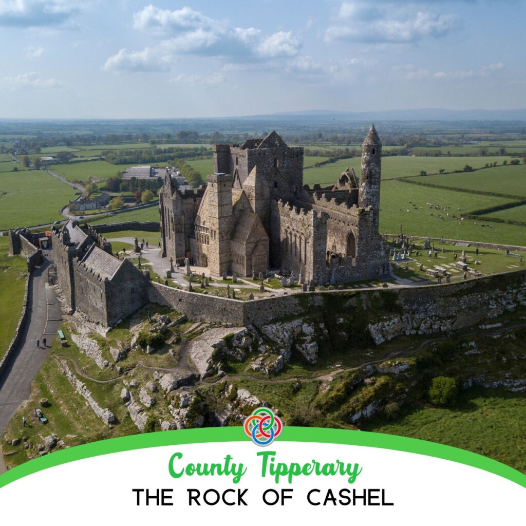 The Rock of Cashel in County Tipperary | Irish American Mom Castle on a hill with text banner