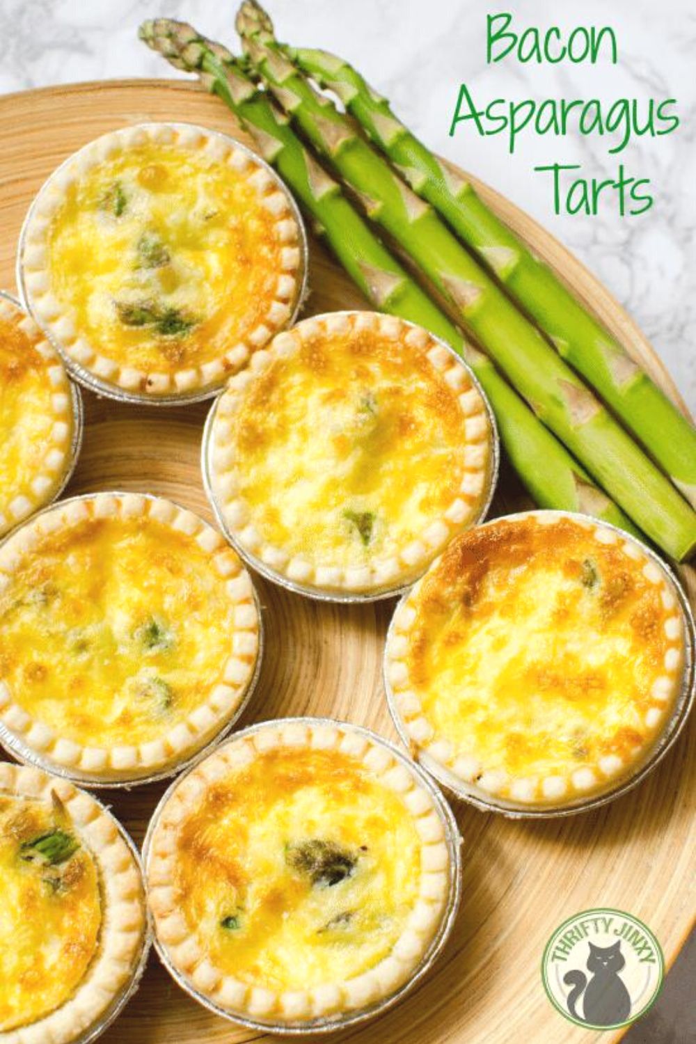 Savory tarts with asparagus and text