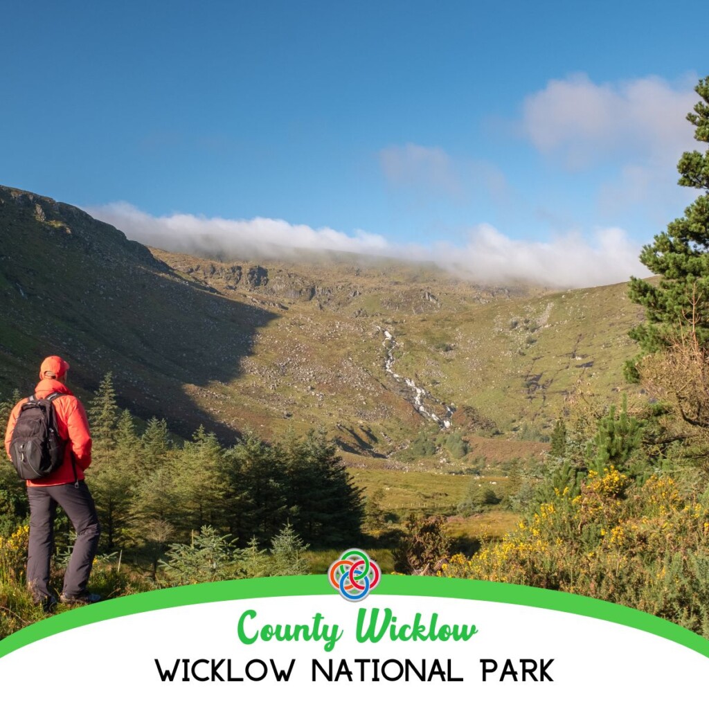 County Wicklow National Park | Irish American Mom Hiker in mountains with text banner