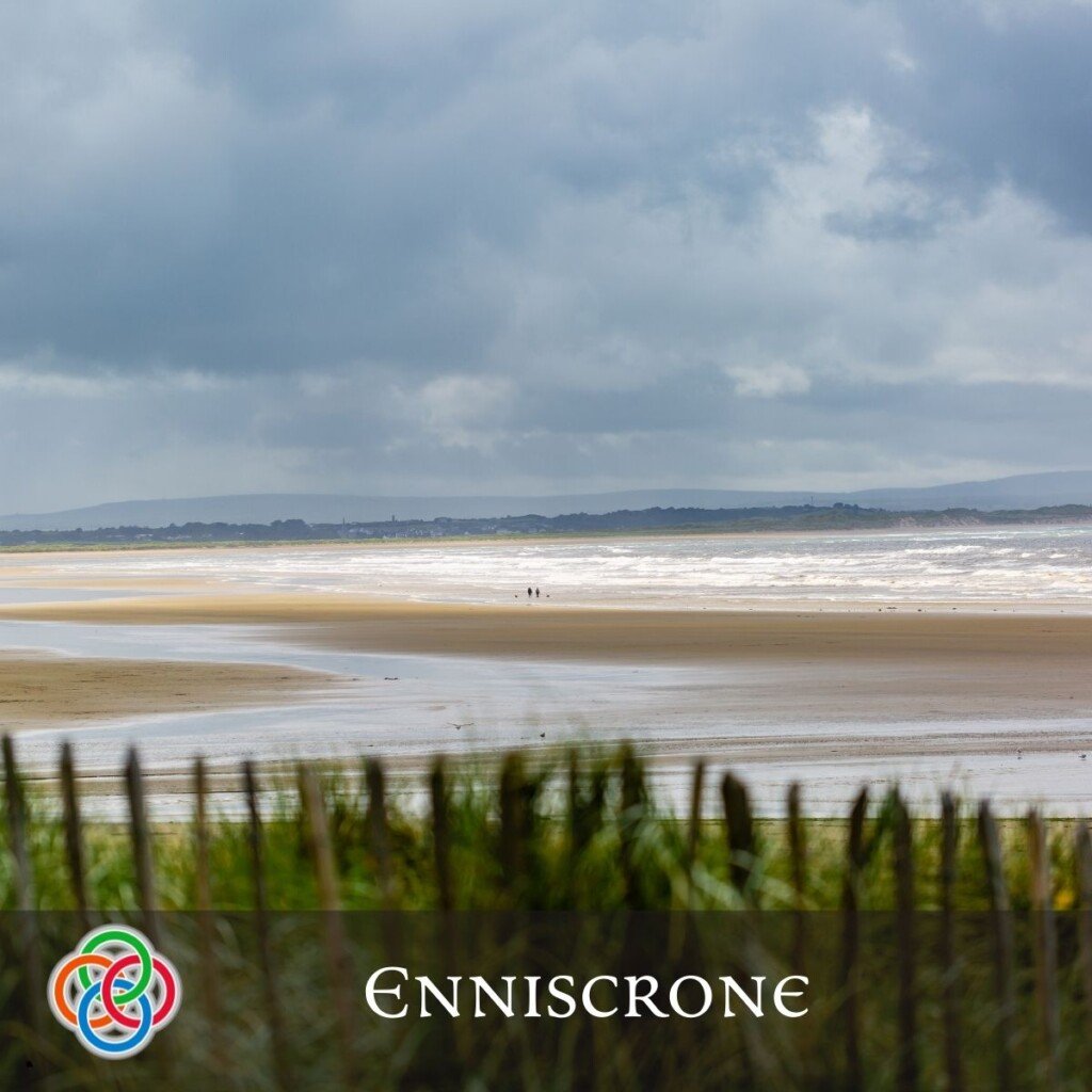 Enniscrone Beach in County Sligo | Irish American Mom Sandy beach with text banner
