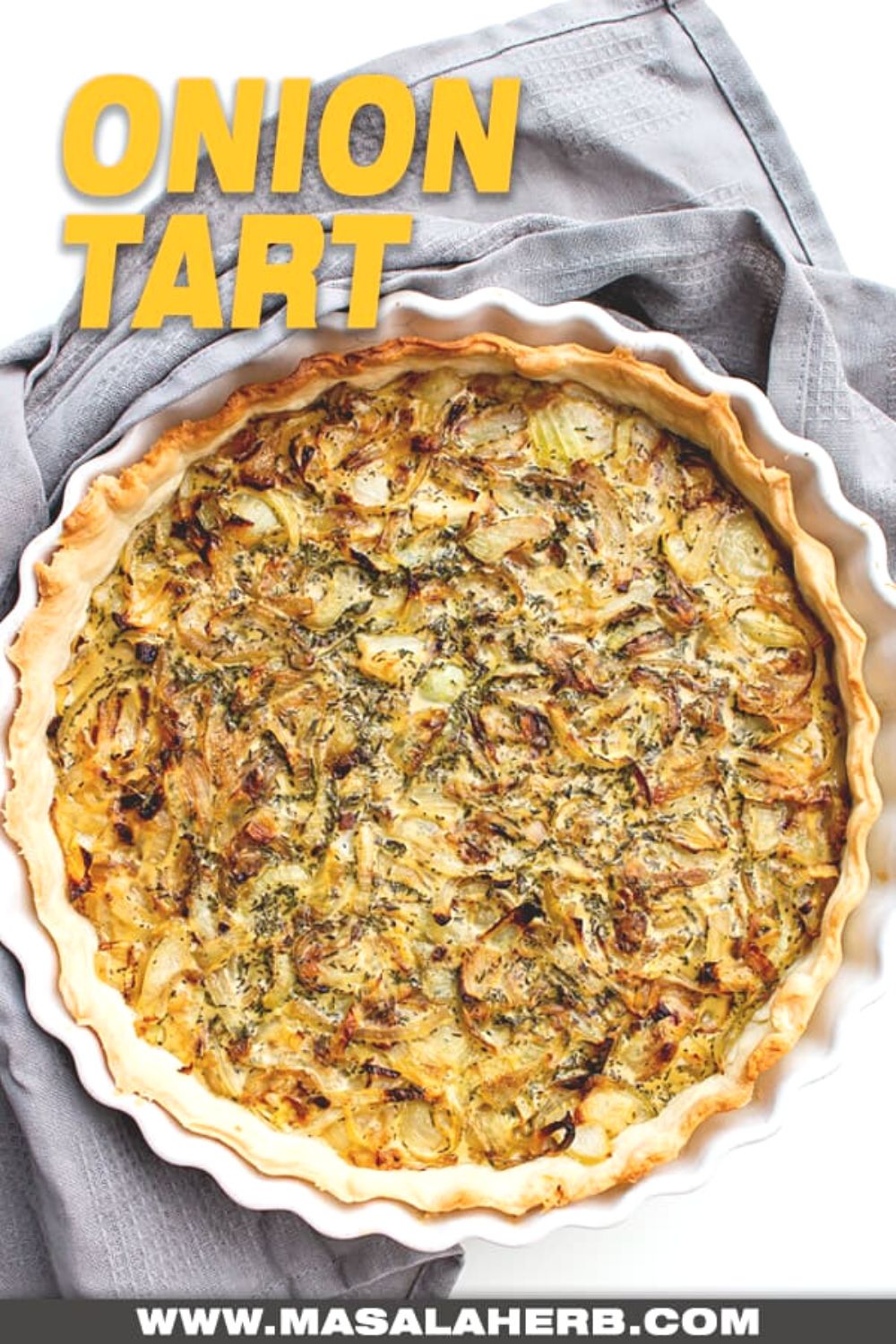 Onion tart with text