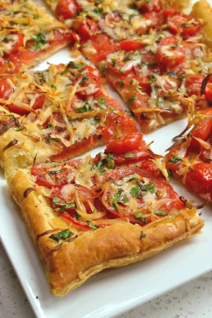 Slices of tomato tart