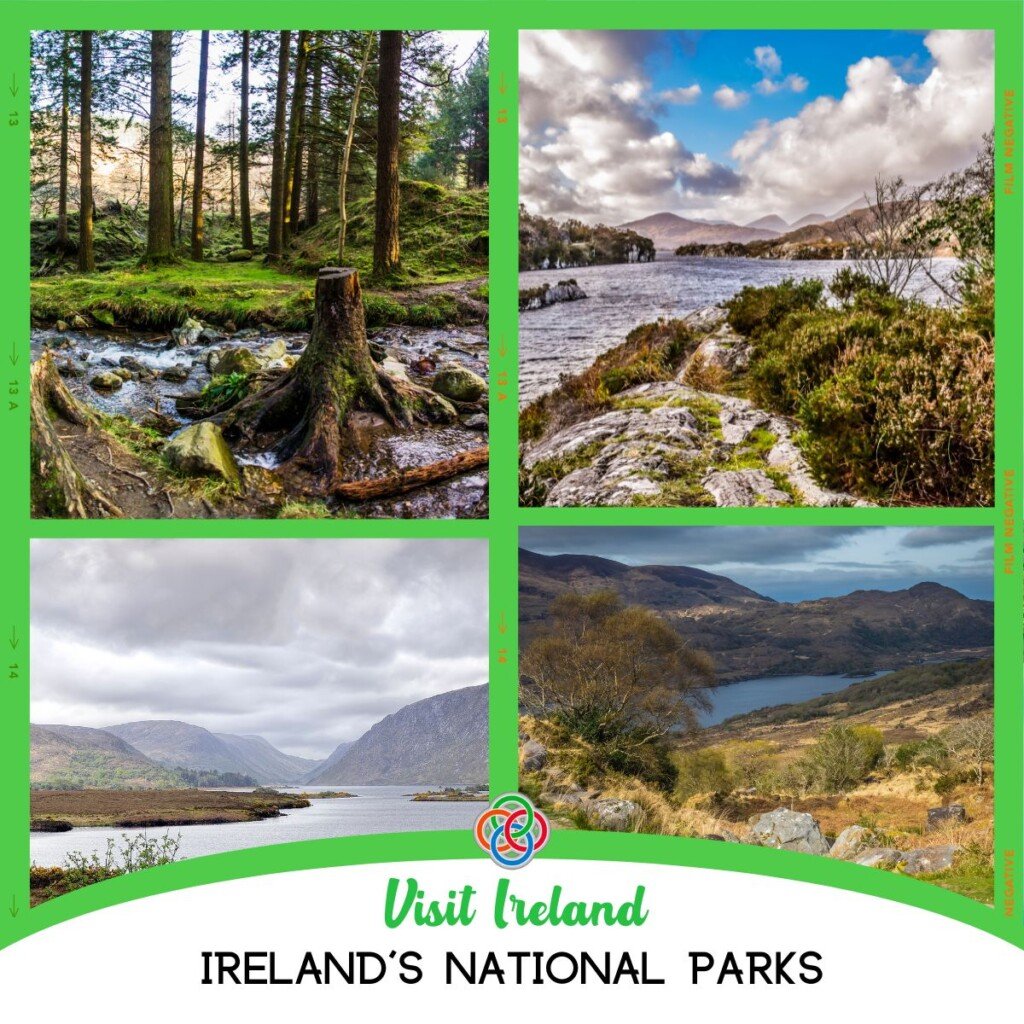 Irelands national parks | Irish American Mom Landscape photo collage with text banner