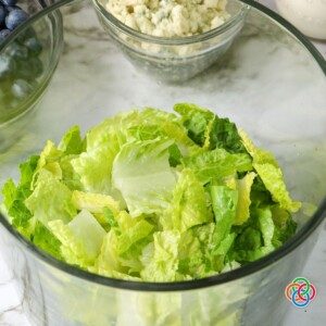 Layer of shredded lettuce in a bowl