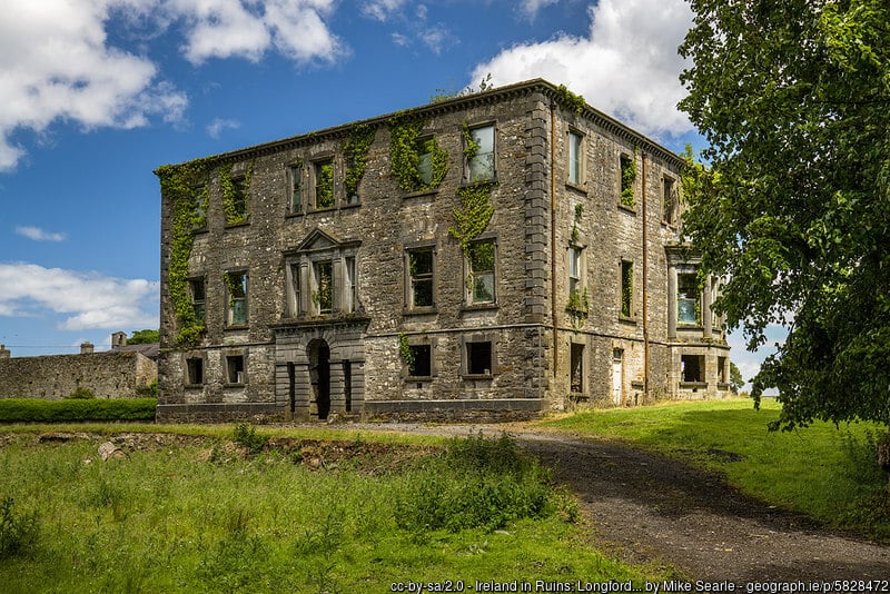 Longford House in ruins in County Sligo Ireland | Irish American Mom Ruined mansion in a field
