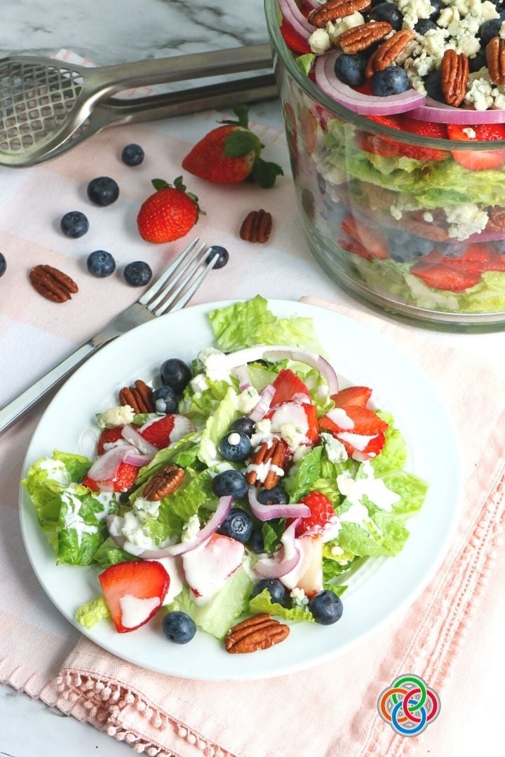 Serving of blueberry salad on a plate | Irish American Mom Blueberry salad on a plate