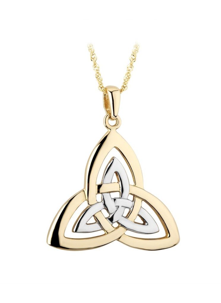 Gold and silver trinity knot pendant