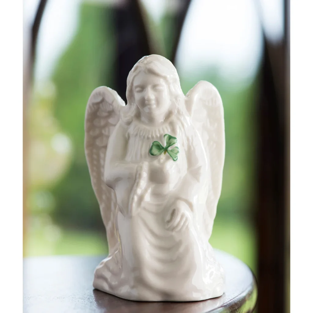 Porcelain angel holding a shamrock