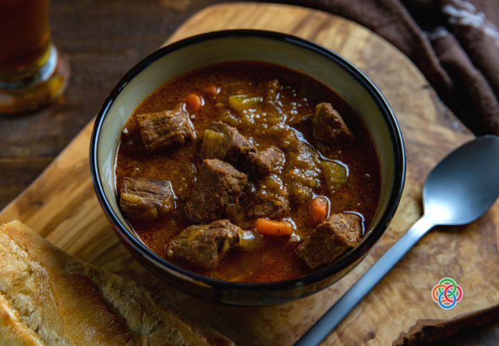Bowl of beef and vegetable stew
