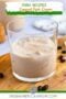 Glass of Irish cream liqueur with ice and two text banners
