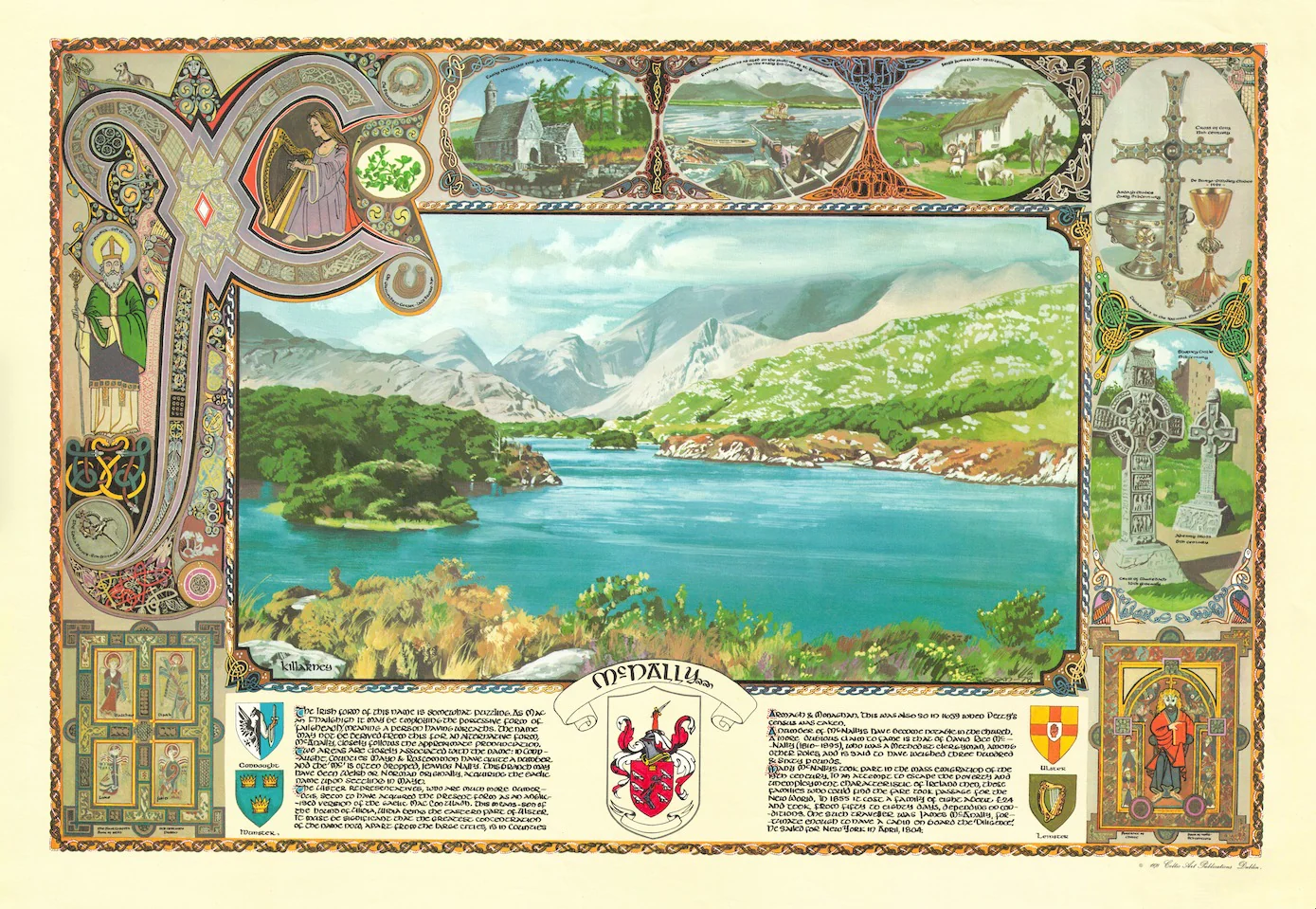 Painted landscape with text