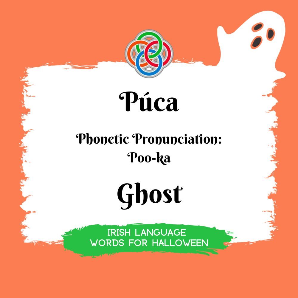 Ghost Puca n Irish | Irish American Mom Text graphic with ghost