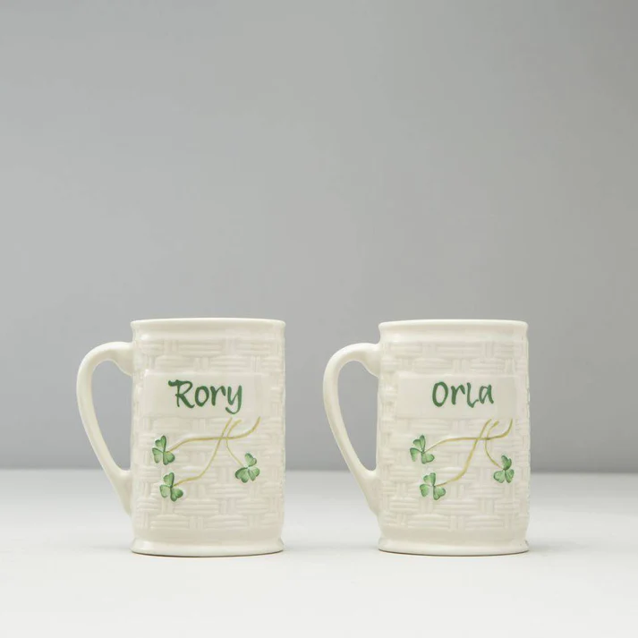 Himself & Herself Mugs with Hand Painted Shamrocks