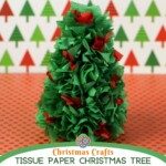 Tissue paper Christmas tree craft with text banner