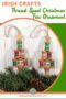 Text graphic with two sewing spool Christmas trees on pine decor