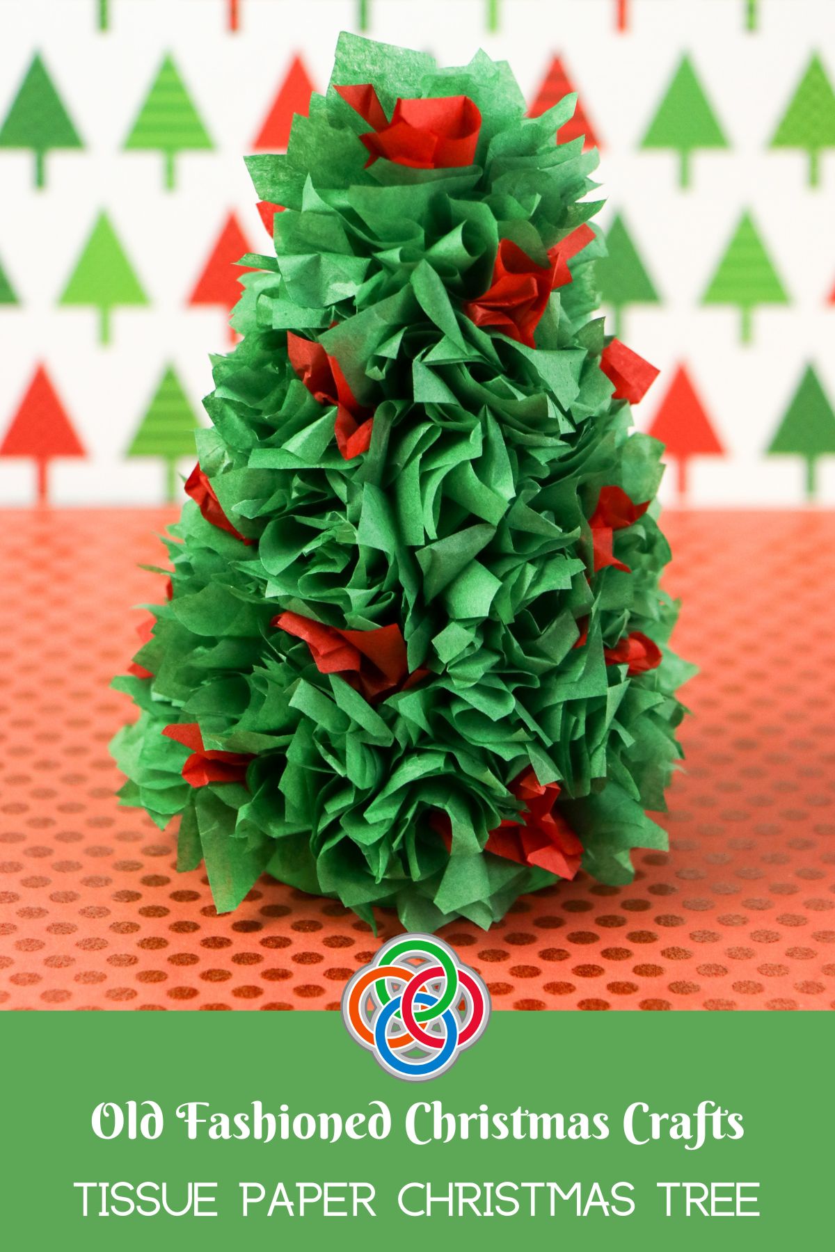 Old Fashioned Christmas Crafts Tissue Paper Christmas Tree | Irish American Mom Tissue paper Christmas tree craft with text banner