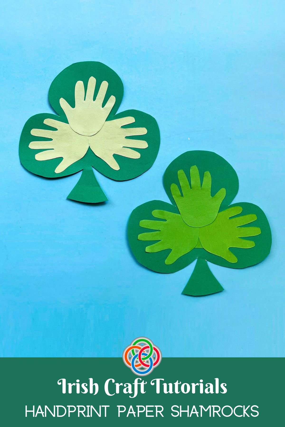 Irish Craft Tutorials Handprint Shamrocks | Irish American Mom Paper shamrocks with text banner