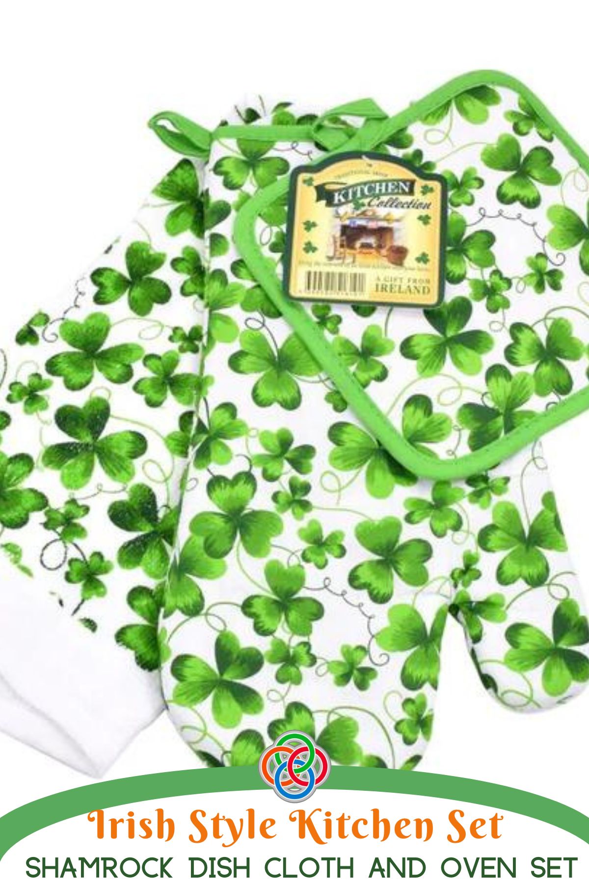 Shamrock dish cloth, oven glove and pot holder