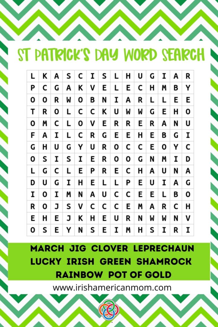 Word Search Fun for Saint Patrick's Day. | Irish American Mom