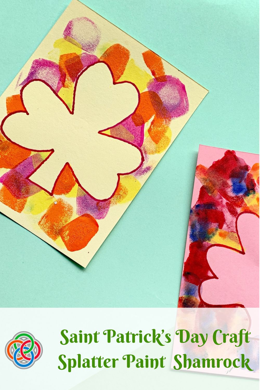 Paint highlighting shamrock shapes with text banner