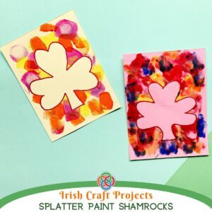 Shamrock art pieces with text banner.