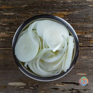 Bowl of sliced onions
