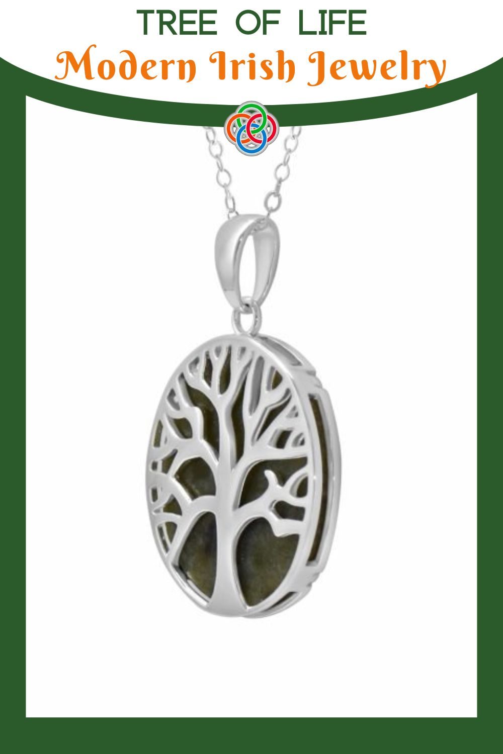 Tree of Life Modern Irish Jewelry | Irish American Mom Tree of life pendant with text banner