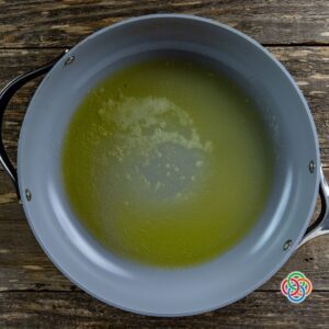 Melted butter and oil in a skillet