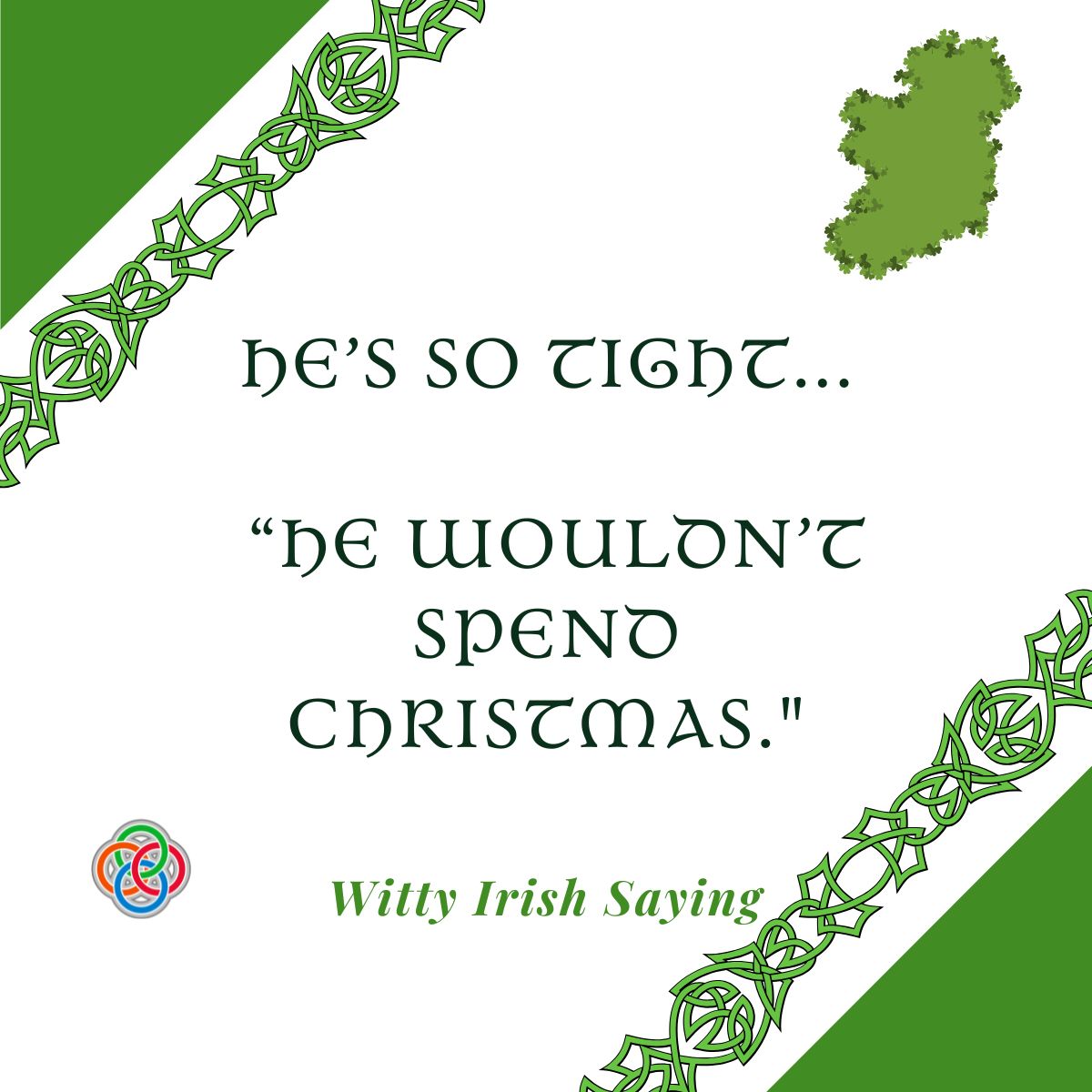 Text graphic with Celtic borders and map of Ireland