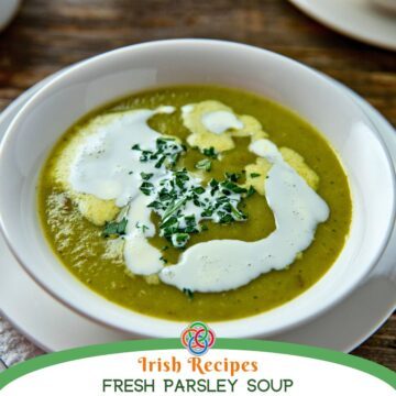 Bowl of soup with text banner