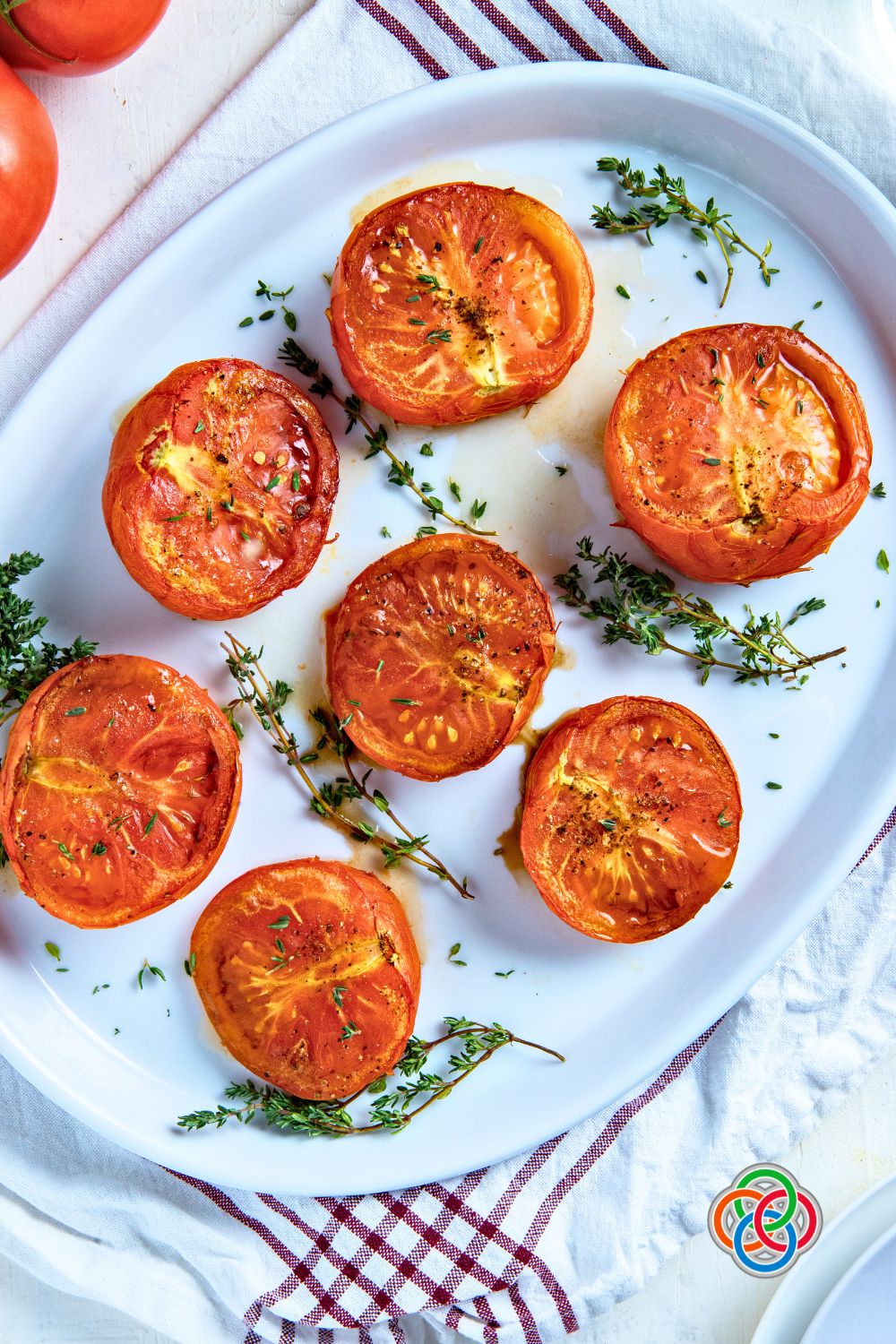 Roasted tomatoes on a platter
