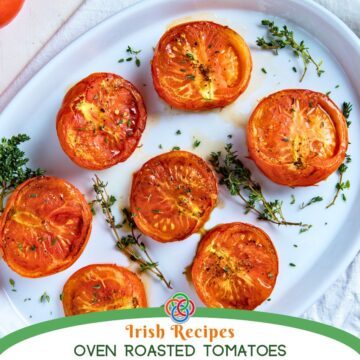 Roasted Tomatoes with text banner