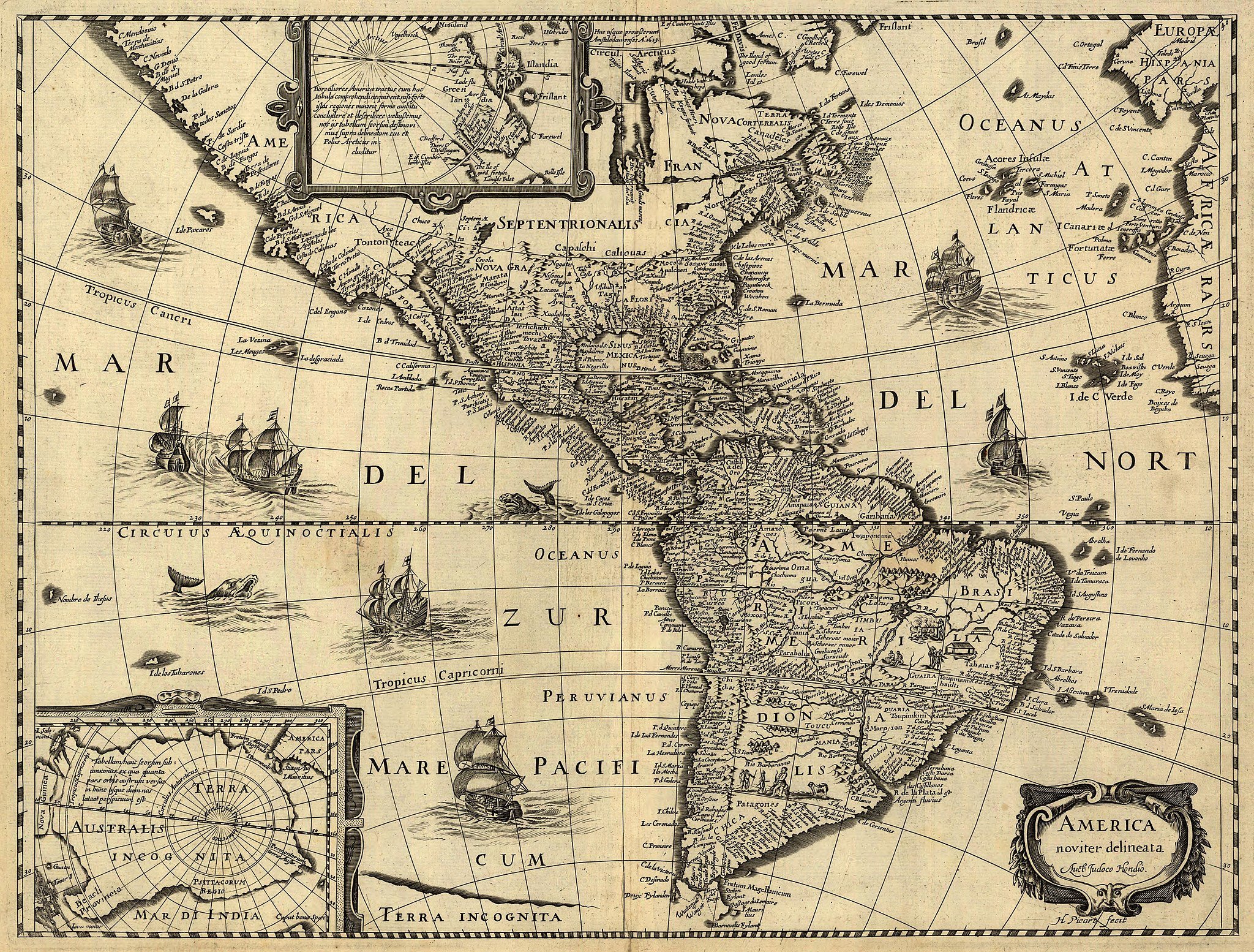Vintage map of the Americas