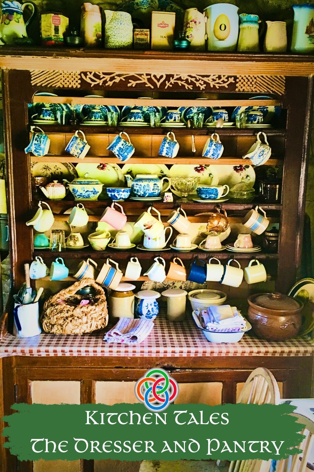 Kitchen dresser with text banner