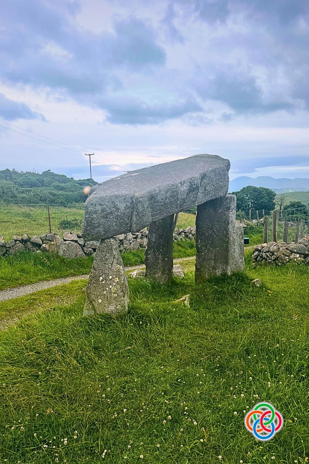 Stone dolmen in a field