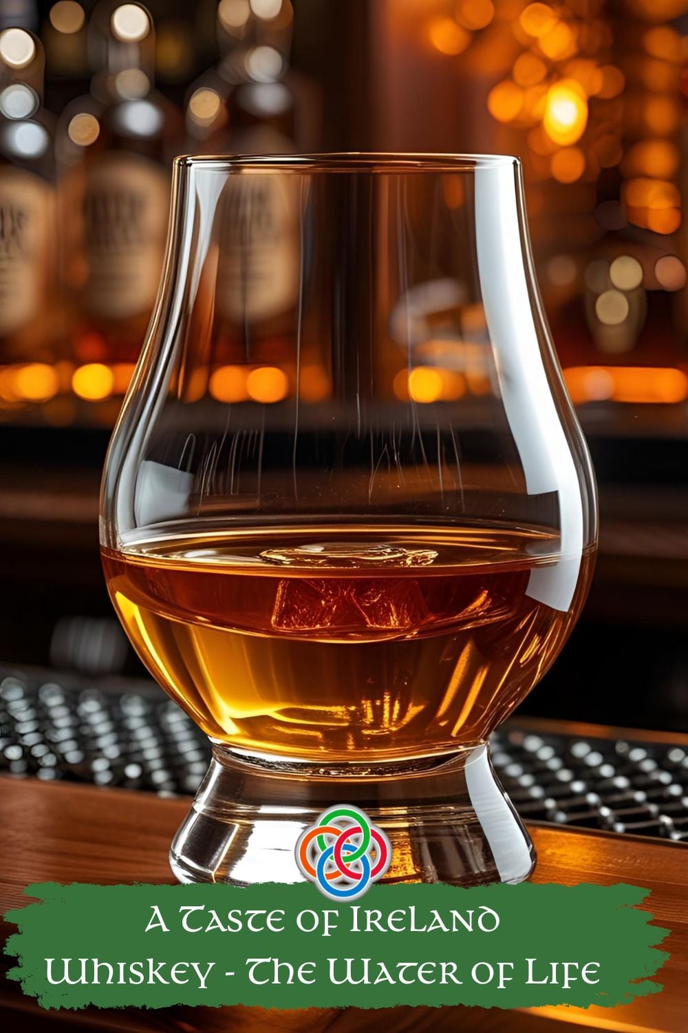 Glas of whiskey with text banner