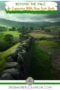 Stone wall in green fields with a text banner