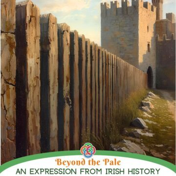 Wooden fence beside a castle plus a text banner