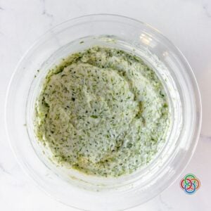 Broccoli cream cheese spread in a bowl