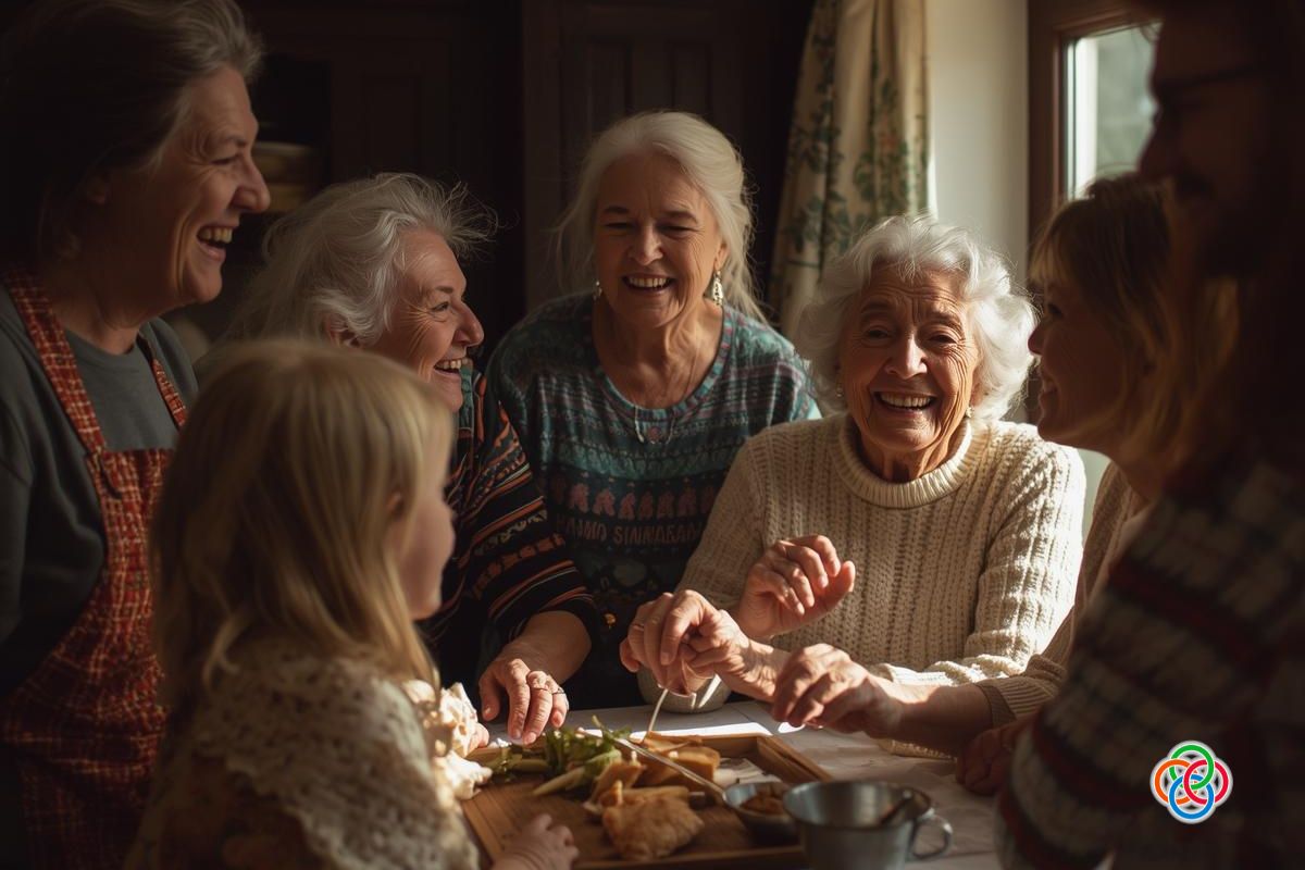 A group of women gathered around a table