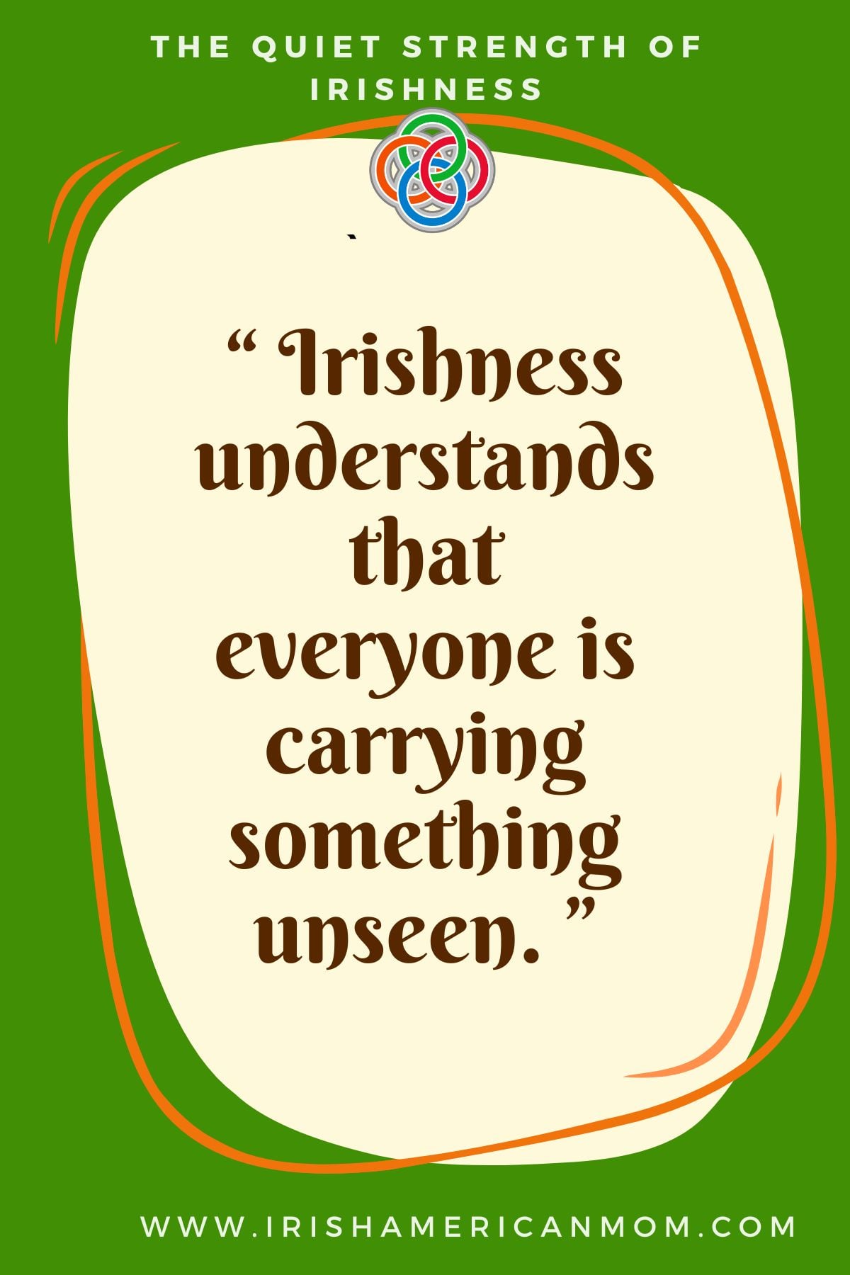 Text graphic with Celtic knot symbol