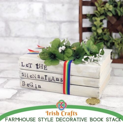Irish Crafts Farmhouse Style Decorative Bo | Irish American Mom Farmhouse style decorative book stack stamped