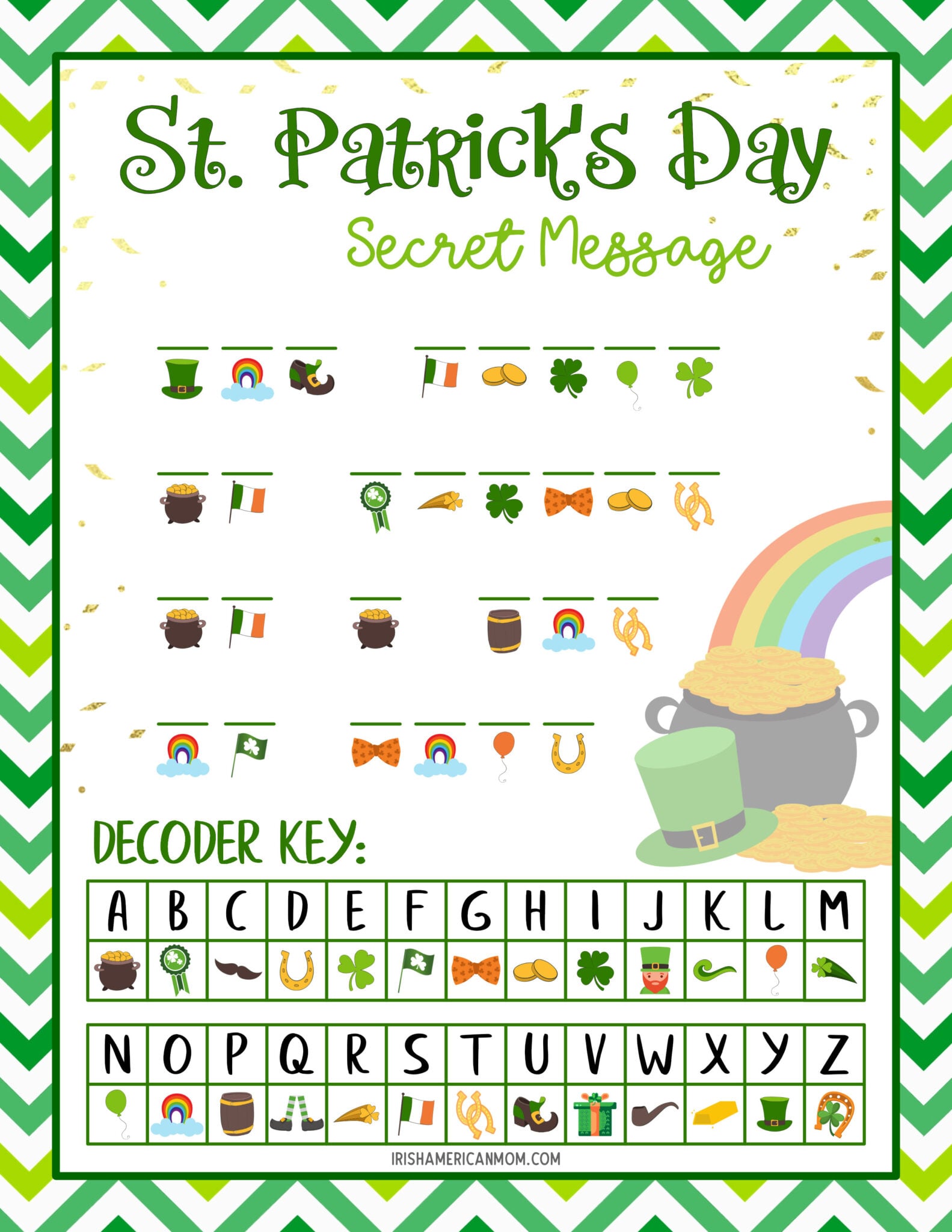 St. Patrick’s Day Secret Message Printable for Decoding Fun