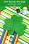 Pinterest graphic titled “Saint Patrick’s Day Craft Shamrock Wand” featuring a glittery green shamrock wand with rainbow ribbon streamers on a green striped background with Irish American Mom branding.